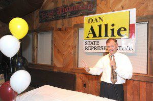 Dan Allie thanks his supporters as he concedes defeat in his attempt to win the 4th Hampden seat in the Massachusetts House of Representatives. (Photo by Carl E. Hartdegen)