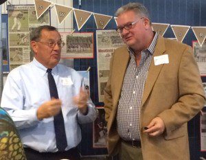 Westfield Babe Ruth Baseball president Dan Welch, left, talks to Babe Ruth Baseball, Inc., Commissioner Robert Faherty, Jr. (Submitted photo)