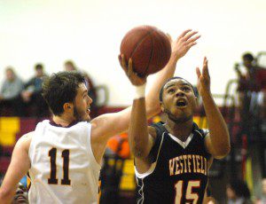 Westfield's Isaiah Headley (15) blows past a Chicopee player Friday night. (Photo by Chris Putz)