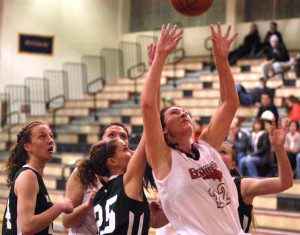 Westfield's Karly Mastello (22) goes up with the ball. (Photo by Chris Putz)