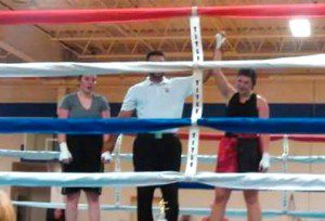 Taylor Smith, of Westfield, celebrates her first victory in the ring. (Submitted photo)