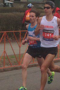 Westfield native Jason Ayr, left, competes in the 2015 Boston Marathon. (Submitted photo)