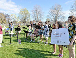 Members of the Westfield Middle School North Jazz Band entertained the crowd during the 31st Annual 5K Run / Walk for a Noble Cause fundraiser at Stanley Park, Saturday. (Photo by Frederick Gore) 