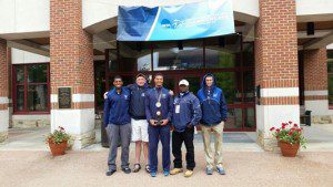 Westfield's contingent at the 2015 NCAA Division III Outdoor Track and Field Championships: Dereck Stone, Sean O'Brien, Travon Godette, Junior Williams and Vijay Saxena. (Courtesy of Westfield State Sports)