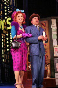 Nancy Anderson as Miss Adelaide and Mark Price as Nathan Detroit in Goodspeed Musicals' Guys and Dolls. (Photo by Diane Sobolewski)