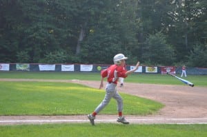 Owen Jurczyk scored the first run of the game for Westfield National in the bottom of the first inning to start their six-run inning. Jurczyk scored three runs overall, including one where he hurdled over the catcher in the third inning.
