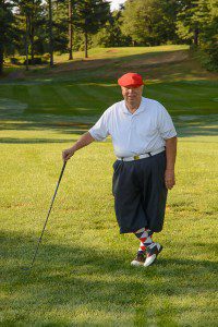 Ted Gage of Westfield shows off his golfing style.