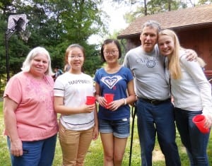 Sheila and Pat Conroy of Westfield hosted Siyi Fan and Zinyuan Zhang. On the right is Nora Backer, and exchange student from Norway who just arrived in the U.S.  Backer will be staying with a family for the year and attending Springfield Central High School. (Photo by Amy Porter)