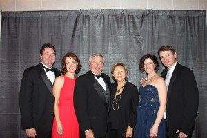 Kevin and Barbara Queenin, in center, are joined this year by their sons and daughters-in-law, Jay and Janine Queenin and Jon and Lisa Queenin, on Baystate Noble Hospital’s 51st Anniversary Ball Committee. 