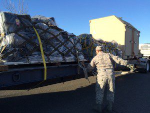 The 104th Fighter Wing Logistics Readiness Squadron shipped about 40 tons of equipment in support of the Weapons School at Nellis AFB. (US ANG photo by Maj. Mary Harrington)
