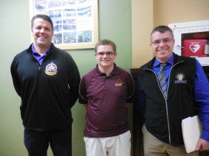 WTA Aviation Instructor Galen Wilson, student Nathaniel Spiller and Principal Stefan Czaporowski spoke to the School Committee about the Aviation program Monday night. (Photo by Amy Porter)