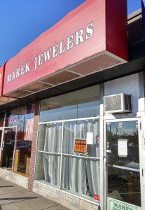 Marek Jewelers at 82 Main St. was cleaned out after owner Scott Marek was evicted. November 24, 2015 (photo by Christine Charnosky)