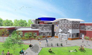 Artist rendering of the Catherine A. Dower Center for the Performing & Fine Arts on the site of the former Juniper Park School.