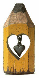Hanging Heart by Dalton Ghetti in graphite & wood at the Springfield Museums. (Photo: Sloan Howard, STHPhotography)
