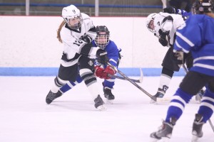 Longmeadow's Madison Pelletier ties the game late in the third period against Leominster. (Submitted photo)
