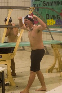 It was a fist-pumping night for the Westfield High School swim program Friday against Easthampton at Williston-Northampton School. (Photo by Mark St. Onge)