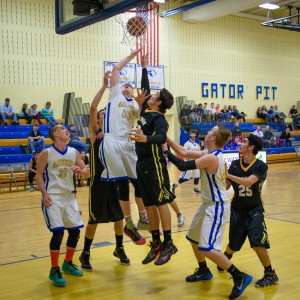 The Gateway and Smith Voke boys' basketball teams skied high against each other Tuesday night in the Gator Pit. (Photo by Marc St. Onge)
