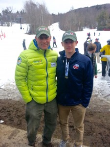 St. Mary ski coach Andy Lussier (left) and Saints' state 2016 Giant Slalom champion Matt Masciadrelli