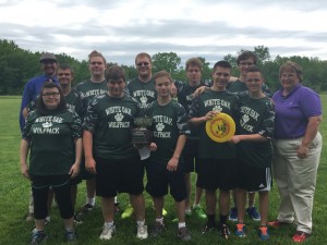 Joanne Daley, far right, stands alongside the school's ultimate Frisbee team. (Submitted photo)