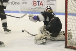 Longmeadow goalie Lexi Levere makes one of 15 saves en route to a shutout Wednesday night. (Submitted photo) 