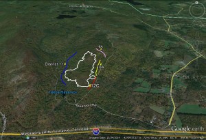 Map showing area of Tekoa Mountain brush fire provided by Easthampton Fire Chief David Mottor. 