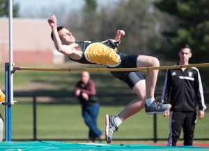 Southwick attempted to raise the bar against visiting Palmer in a high school boys' track and field meet Wednesday. (Photo by Bill Deren)