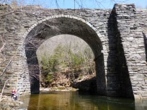 The 70 ft. Keystone Arch Bridge, dating to 1841, as seen from the Westfield River in Chester. (Photo by Amy Porter)