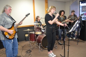 Stumpy McToad & Cliché rehearse at Whip City Music for an upcoming performance at Articulture WESTFIELD. Left to right: Duane Woody, Rachel Zamstein, Joe Desilets, Tony Polo and Doug Cotton.