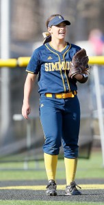 Simmons College softball outfielder Heather White cracks a smile. (Photo courtesy of Simmons College)