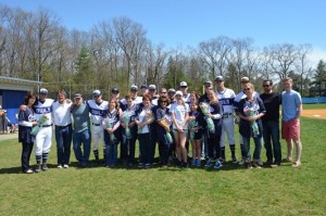 Westfield State's 2016 senior class and their families were recognized between games. (Courtesy of Westfield State Sports)