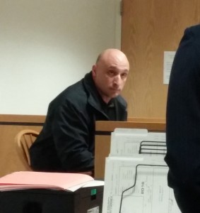 Westfield Police Det. Anthony Tsatsos testifies at Adrian Hinds' dangerousness hearing Monday, April 4, 2016 in Westfield District Court (Photo by Christine Charnosky). 
