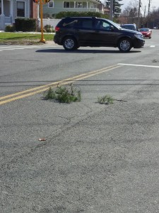 Debris in the roadway at the intersection of Mill and W. Silver Streets. (Photo by Christine Charnosky)