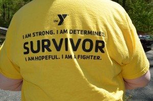 Women who completed the Livestrong program wore their T-shirts to the graduation celebration.