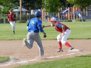 Westfield Post 124 attempts to hold off East Springfield in an American Legion Baseball game Tuesday night at Bullens Field. (Photo by Lynn Boscher)