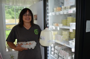 Deresa Helems of Huntington is a weekly visitor to Stony Creek Farm in Russell for goat's milk and eggs - plus other treats!