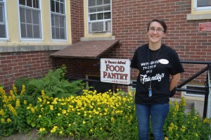 Sarah Farnham of Russell donates her time at the St. Vincent dePaul Food Pantry at St. Mary's Church in Westfield.