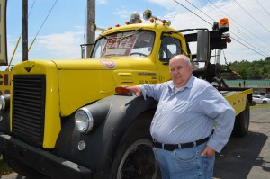 Don Prifti is coordinating logistics for the 13th annual Truck Show sponsored by the Pioneer Valley Chapter of the American Truck Historical Society. Prifti is hoping to recruit area residents to showcase their old/antique trucks and pickups. He is seen here with his 1961 International B210 Holmes W35 wrecker.