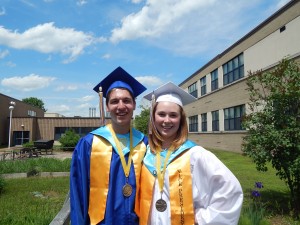 Jenna Margarites (r) was named both Valedictorian and Golden Achievement winner at Gateway Regional High School at the senior awards ceremony held June 1. Classmate Davis Britland (l) was named Salutatorian. (Photo submitted)