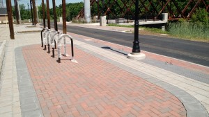 The bike racks along the Westfield River promenade. (Photo submitted by the Friends of the Columbia Greenway Rail Trail)
