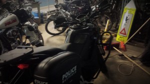 Zero Motorcycle inside the garage of Westfield Police Department.