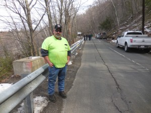 Russell Highway Superintendent John Hoppe at the job site in April when Carrington Road closed. (Photo by Amy Porter)