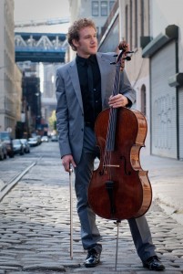 Ben Capps is a guest cellist at Sevenars. Photo by Dina Bloom.
