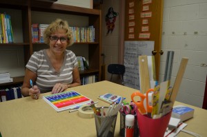 Special education teacher Janice Daggett finished decorating her resource room on Monday morning at the Southampton Road Elementary School in Westfield.