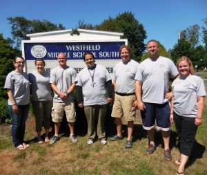 South Middle School Edventure staff included (l-r) Emily Doucette, Jackie Ayr, Steve Dowd, Luke Baillargeon, Matt Preye. and co-leaders Neil Barnet and Kate Palmer. (Photo by Amy Porter)