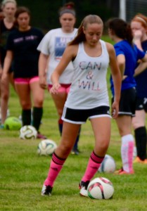 Day 1 of girls' soccer practice begins at Westfield Middle School North. (Photo by Chris Putz)