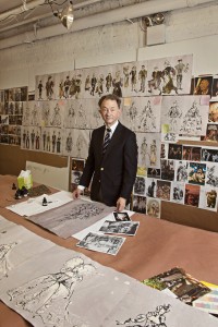William Ivey Long is surrounded by his costume designs in his New York studio. Photo courtesy of Kate Pollard.