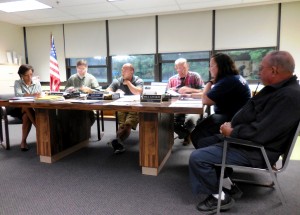 Angela Mulkerin, second from right, came before the Blandford Board of Selectman on Monday to discuss Hilltown Community Ambulance Association's capital drive. (Photo by Amy Porter)
