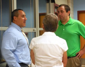 Dr. Adam Garand (L) speaks with parents at the SEPAC meeting on Thursday. (Photo by Amy Porter)