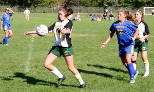 St. Mary’s Hannah Schipano (7) has her sights set on the ball. (Photo by Chris Putz)