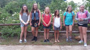 (l-r) Katie Burzynski, Ellie Glynn, Gabriella Grabiec, Abbie Balser, Sydney Blackack and Lyndsey Gibson are seen waiting for the bus to pick them up on the first day of school 2016-17 (photo submitted).